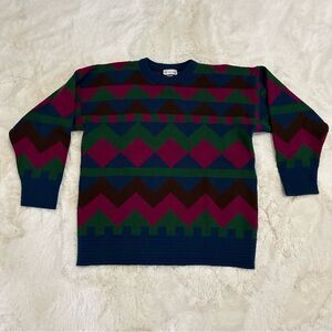 Blue Morgan vintage pink blue and green colorblock sweater